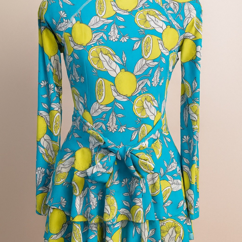 Bold Turquoise Lemon Swim Dress – Playful & Fun